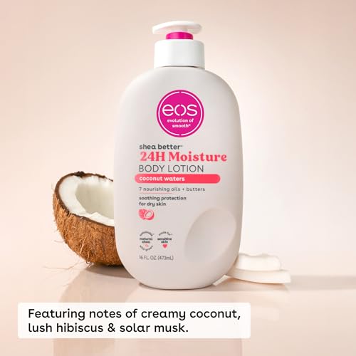 eos Shea Better Body Lotion Vanilla Cashmere, 24-Hour Moisture Skin Care, Lightweight & Non-Greasy, Natural Shea, Vegan, Vanilla Body Lotion, 16 fl oz