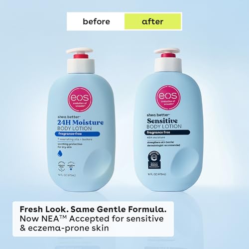 eos Shea Better Body Lotion Vanilla Cashmere, 24-Hour Moisture Skin Care, Lightweight & Non-Greasy, Natural Shea, Vegan, Vanilla Body Lotion, 16 fl oz