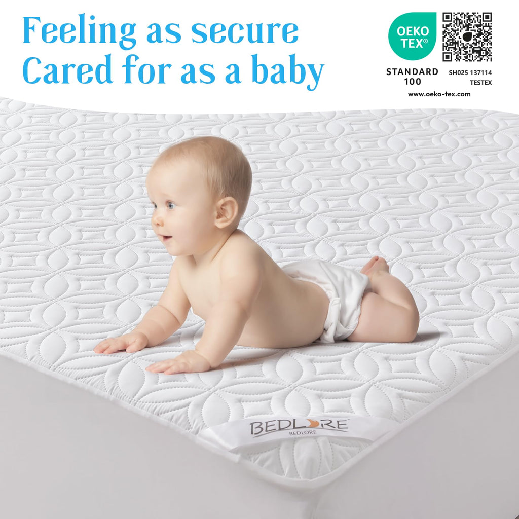 BEDLORE Waterproof Mattress Protector, Queen Size Mattress Pad Noiseless with Deep Pocket 6"-18" Depth, Soft Breathable Dirt-Proof Bed Mattress Cover Washable for Home, Bedroom, Hotel (Gray)