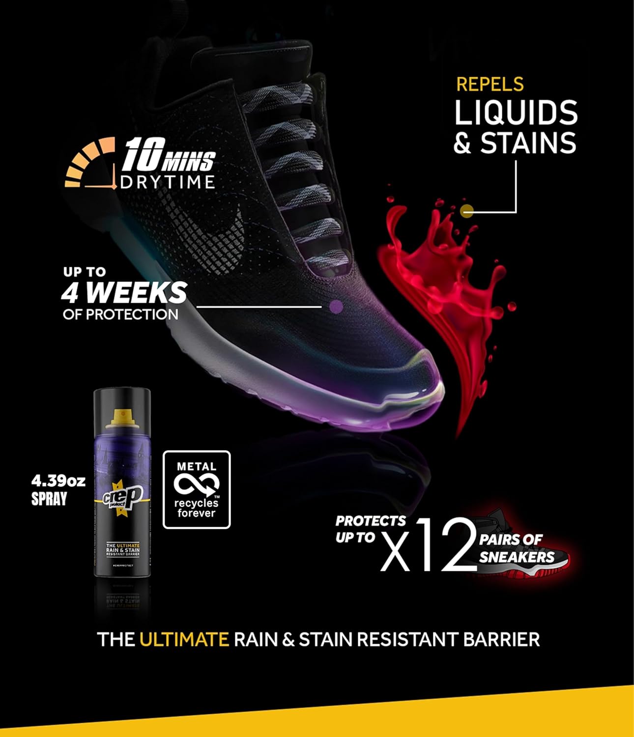 Crep Protect Shoe Protector Spray - Rain & Stain Waterproof Nano Protection for Sneaker, Leather, Nubuck, Suede & Canvas