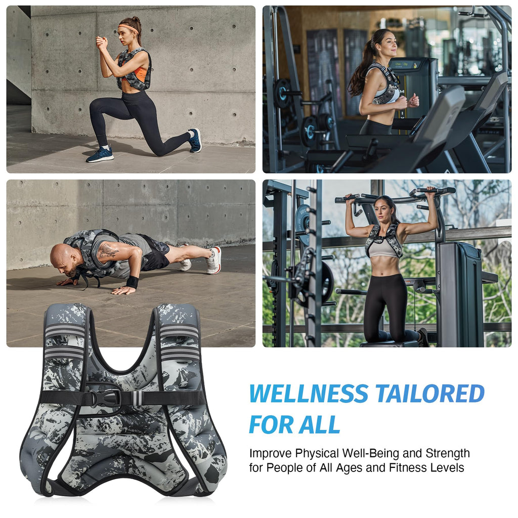 ZELUS Weighted Vest, 6lb/8lb/12lb/16lb/20lb/25lb/30lb Weight Vest with Reflective Stripe for Workout, Strength Training, Running, Fitness, Muscle Building, Weight Loss, Weightlifting