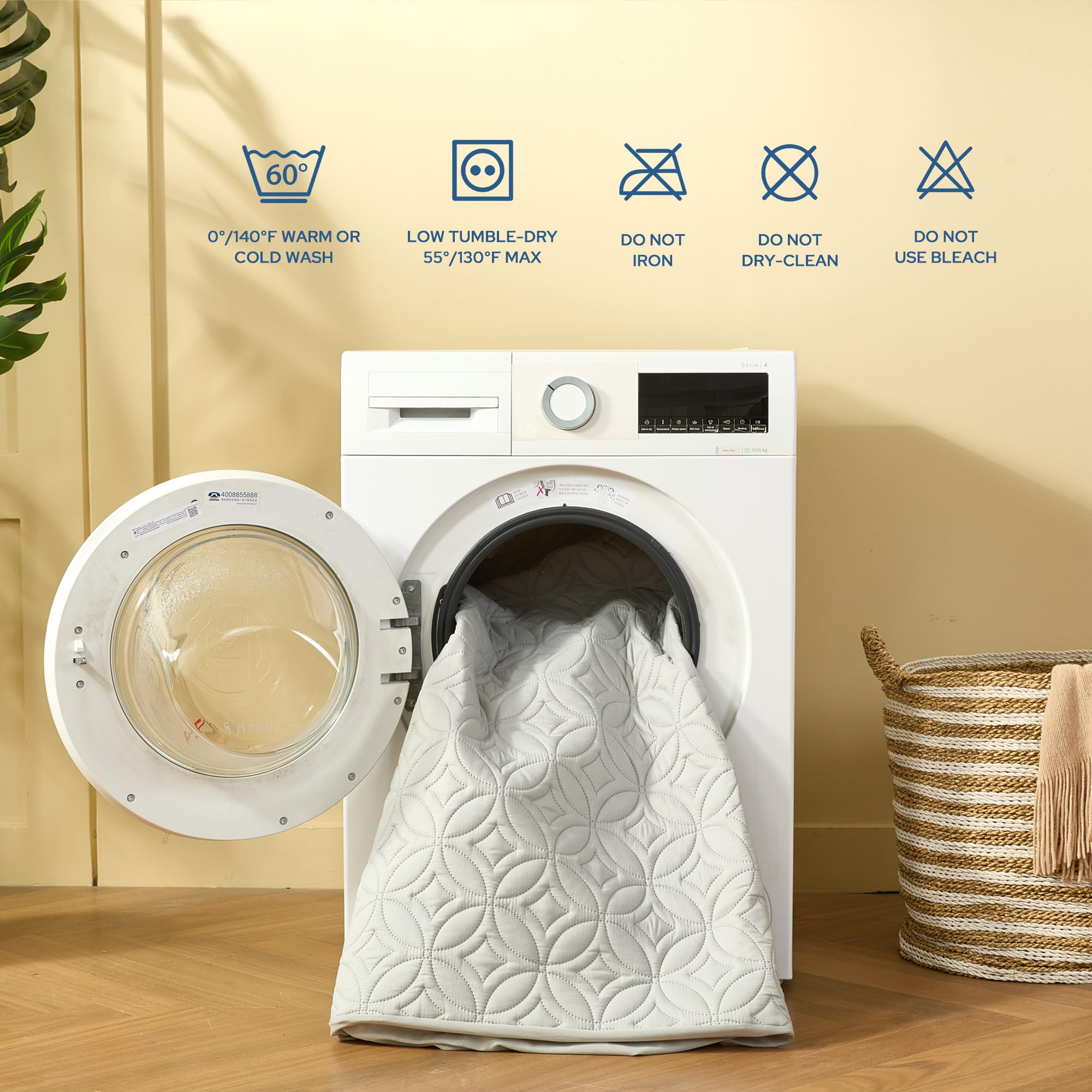 BEDLORE Waterproof Mattress Protector, Queen Size Mattress Pad Noiseless with Deep Pocket 6"-18" Depth, Soft Breathable Dirt-Proof Bed Mattress Cover Washable for Home, Bedroom, Hotel (Gray)