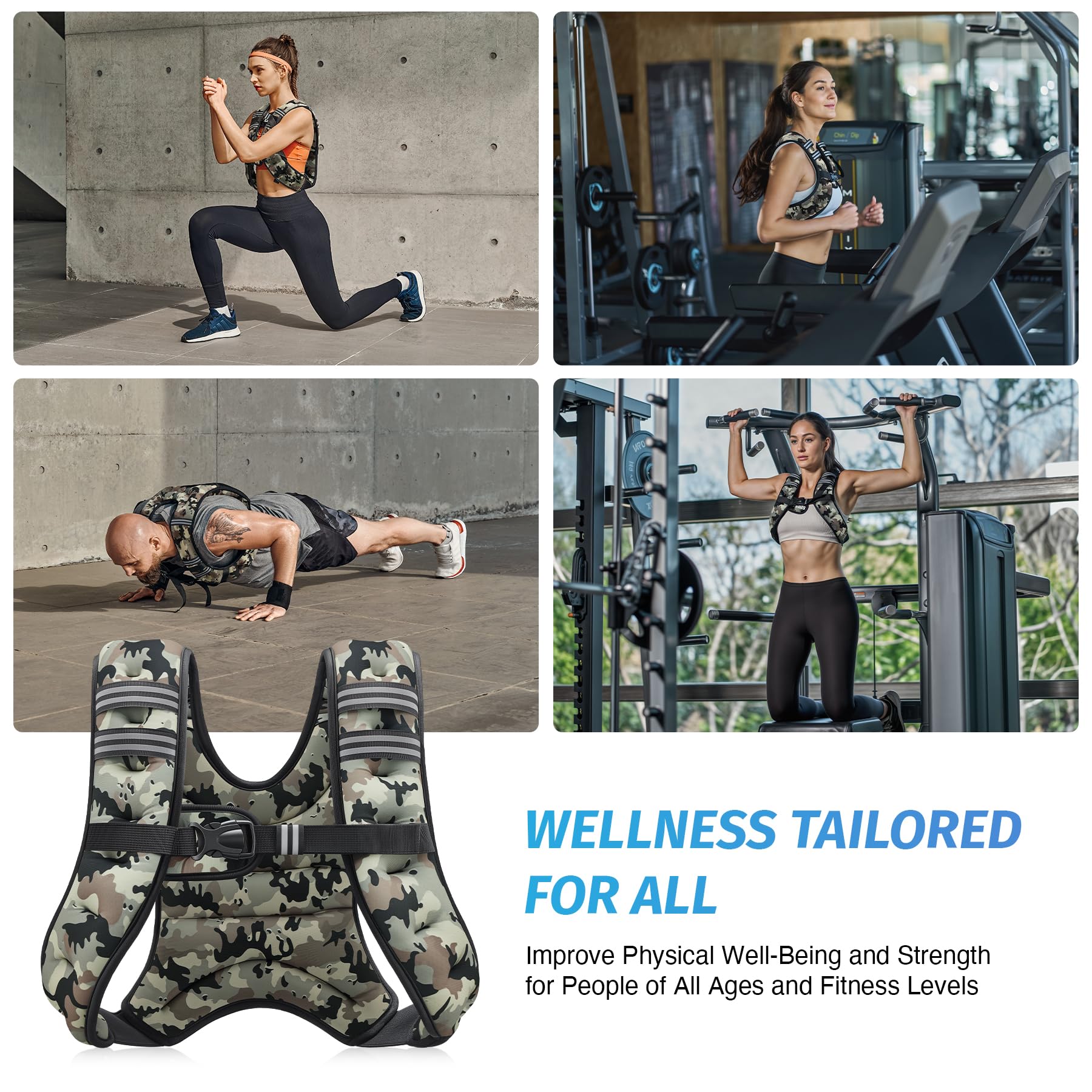 ZELUS Weighted Vest, 6lb/8lb/12lb/16lb/20lb/25lb/30lb Weight Vest with Reflective Stripe for Workout, Strength Training, Running, Fitness, Muscle Building, Weight Loss, Weightlifting