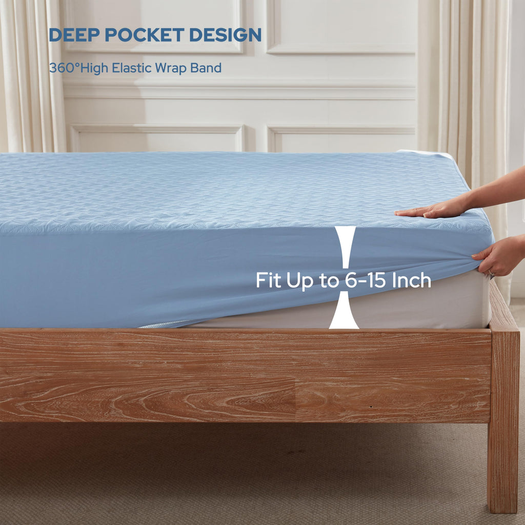 BEDLORE Waterproof Mattress Protector, Queen Size Mattress Pad Noiseless with Deep Pocket 6"-18" Depth, Soft Breathable Dirt-Proof Bed Mattress Cover Washable for Home, Bedroom, Hotel (Gray)