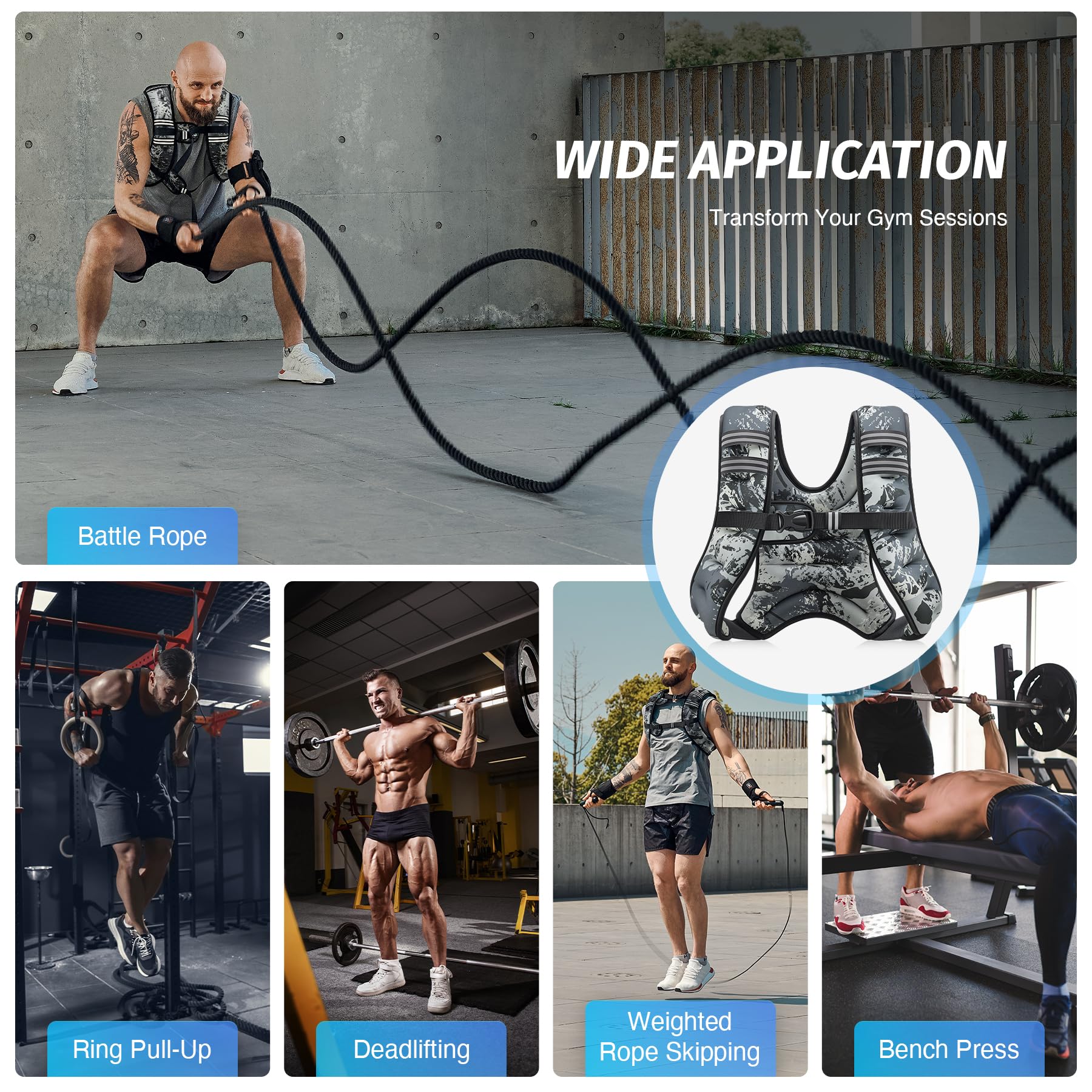 ZELUS Weighted Vest, 6lb/8lb/12lb/16lb/20lb/25lb/30lb Weight Vest with Reflective Stripe for Workout, Strength Training, Running, Fitness, Muscle Building, Weight Loss, Weightlifting