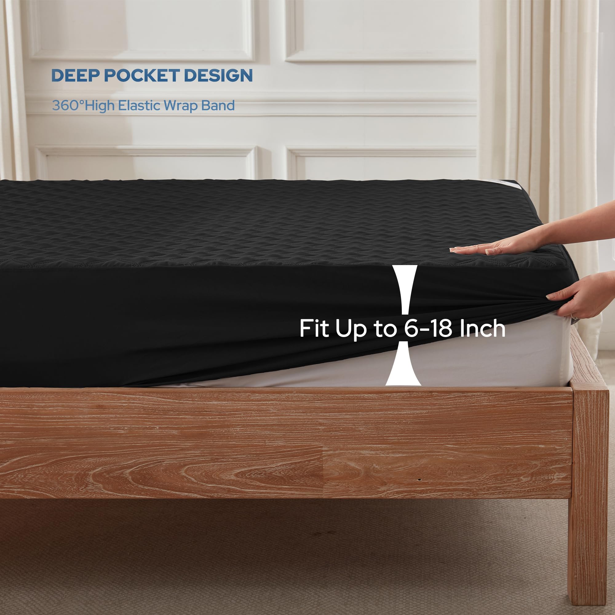 BEDLORE Waterproof Mattress Protector, Queen Size Mattress Pad Noiseless with Deep Pocket 6"-18" Depth, Soft Breathable Dirt-Proof Bed Mattress Cover Washable for Home, Bedroom, Hotel (Gray)