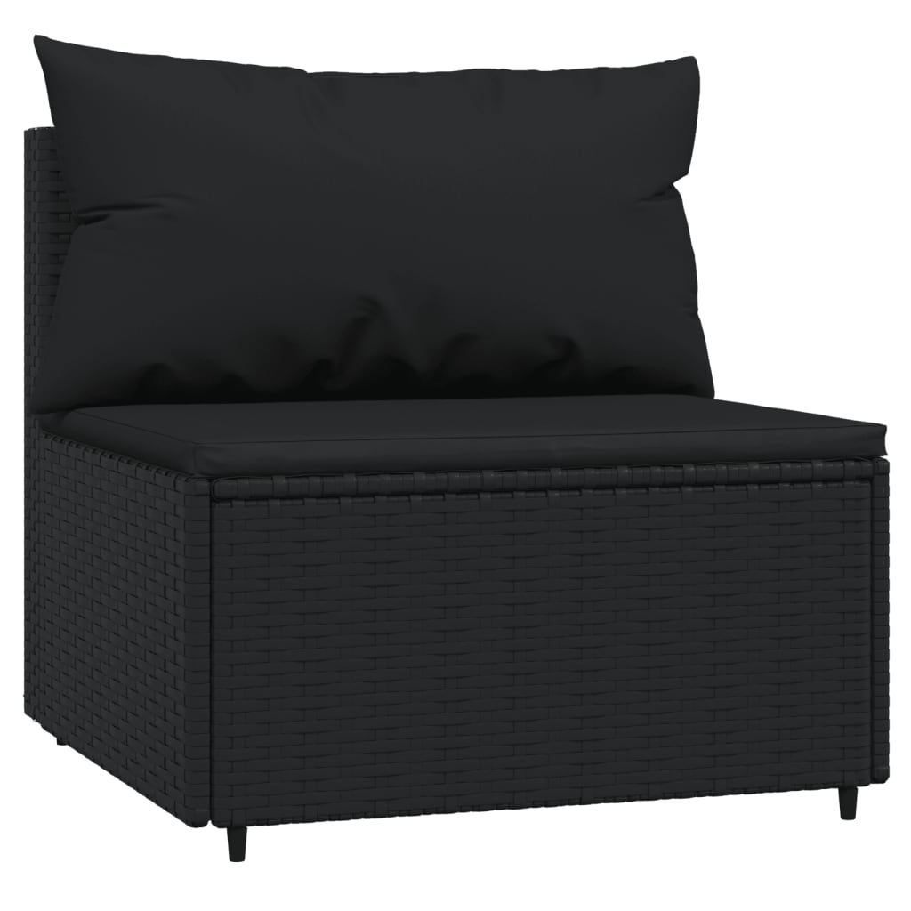 vidaXL 4 Piece Patio Lounge Set with Cushions Black Poly Rattan