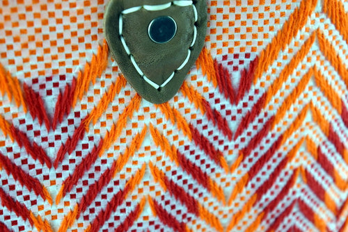 Artisan Red Orange Fringe Tote