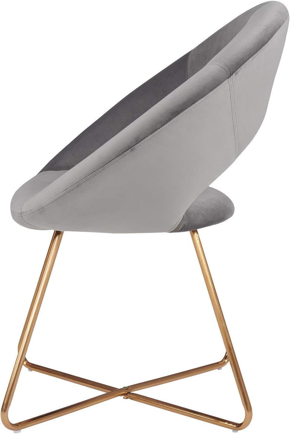 Modern Accent Velvet Chairs Single Sofa Comfy Upholstered Arm Chair Mid-Century Leisure Lounge Chairs with Golden Metal Frame Legs 1 PCS Grey